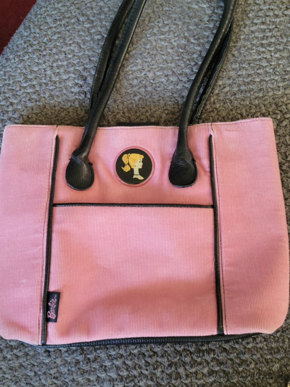 VINTAGE Barbie Pink Tote with Black Handles and Trim